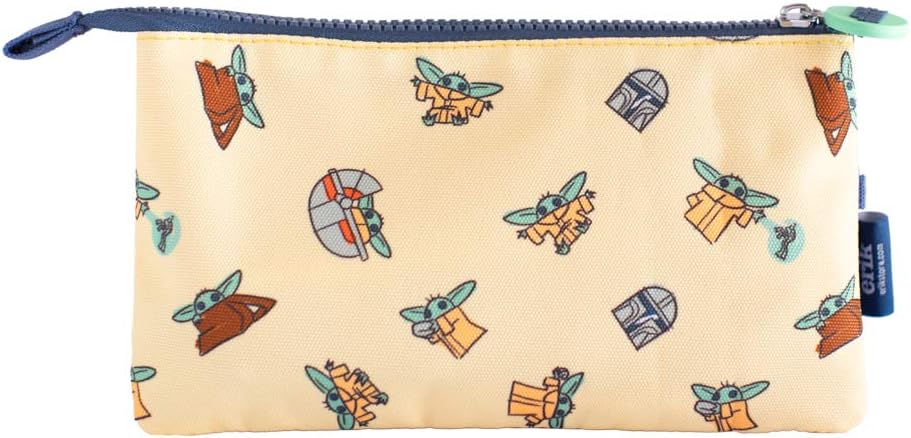 Grupo Erik Mäppchen The Mandalorian Child Baby Yoda Grogu Federmappe 3fach - Stift Etui Schule - Federmäppchen Mädchen Schlampermäppchen Jungen Federtasche 3 fächer Star Wars Fanartikel Grün