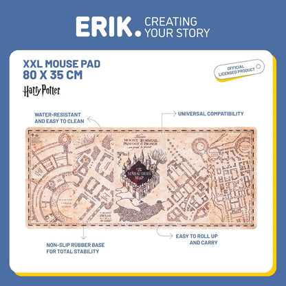 Grupo MGGE022 Erik - XL Mauspad Harry Potter Karte des Rumtreibers - Gaming Mouspad Harry Potter Fanartikel - Mauspad mit Motiv & Erik Wochenplaner - Terminplaner Harry Potter - A3 ohne festes Datum