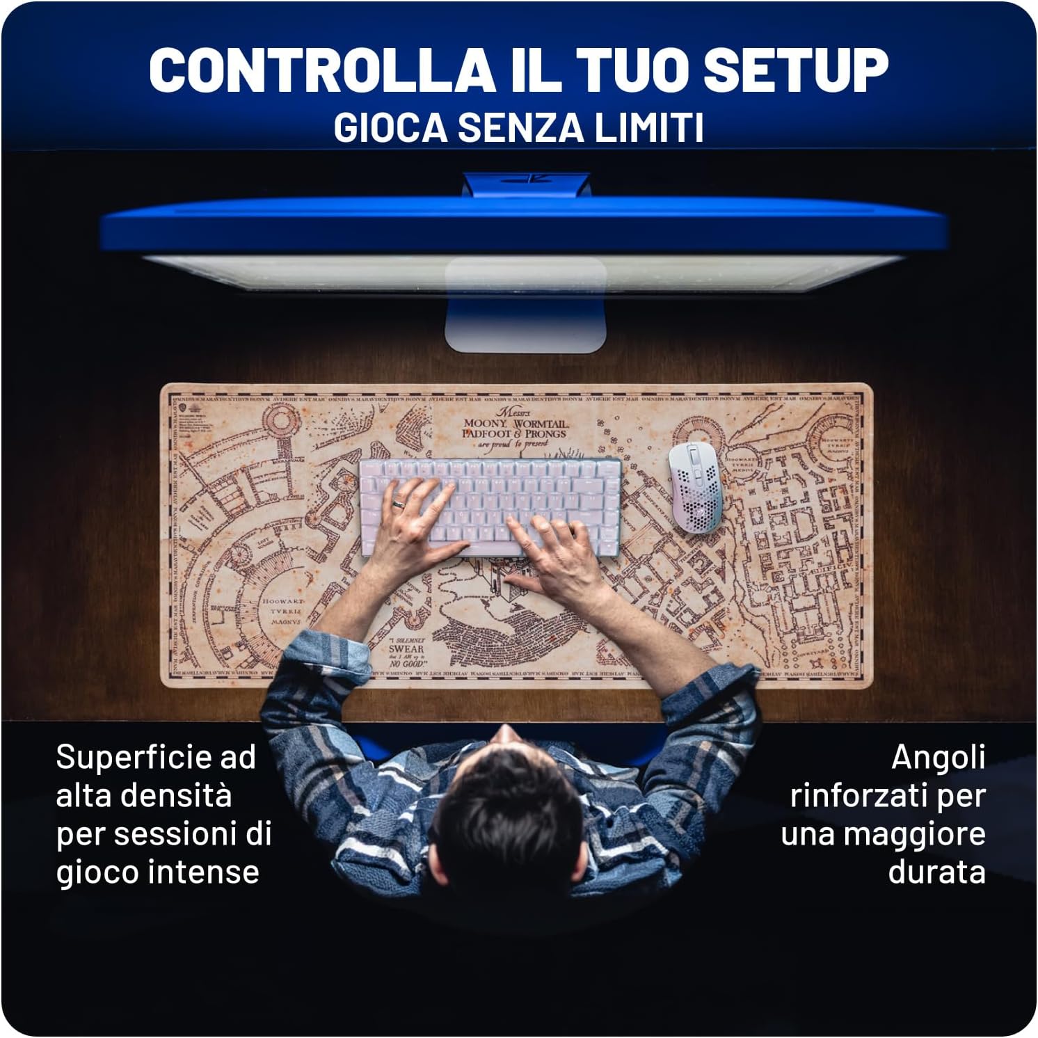Grupo MGGE022 Erik - XL Mauspad Harry Potter Karte des Rumtreibers - Gaming Mouspad Harry Potter Fanartikel - Mauspad mit Motiv & Erik Wochenplaner - Terminplaner Harry Potter - A3 ohne festes Datum