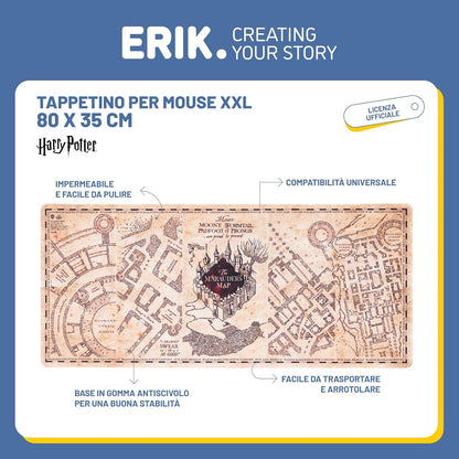 Grupo MGGE022 Erik - XL Mauspad Harry Potter Karte des Rumtreibers - Gaming Mouspad Harry Potter Fanartikel - Mauspad mit Motiv & Erik Wochenplaner - Terminplaner Harry Potter - A3 ohne festes Datum