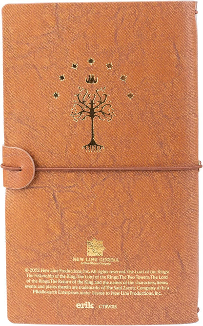 Grupo Erik Reisetagebuch zum Selberschreiben Der Herr der Ringe - Dotted Notebook 12x19,6 cm, Einband aus synthetischem Leder und Gummiband zum sicheren Verschließen, CTBV015, Klares Braun