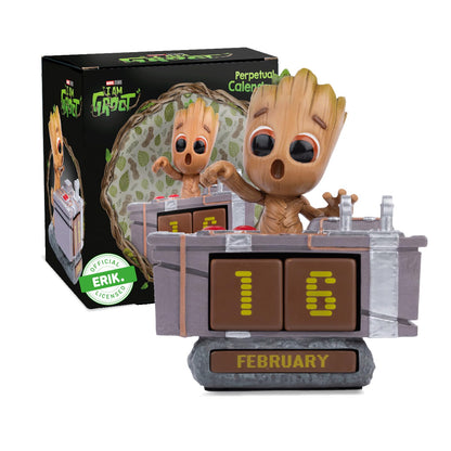Grupo Erik Perpetual Kalender 3D Marvel Groot Death Button - Desktop Kalender - Bureaukalender - Home Office Dekoration