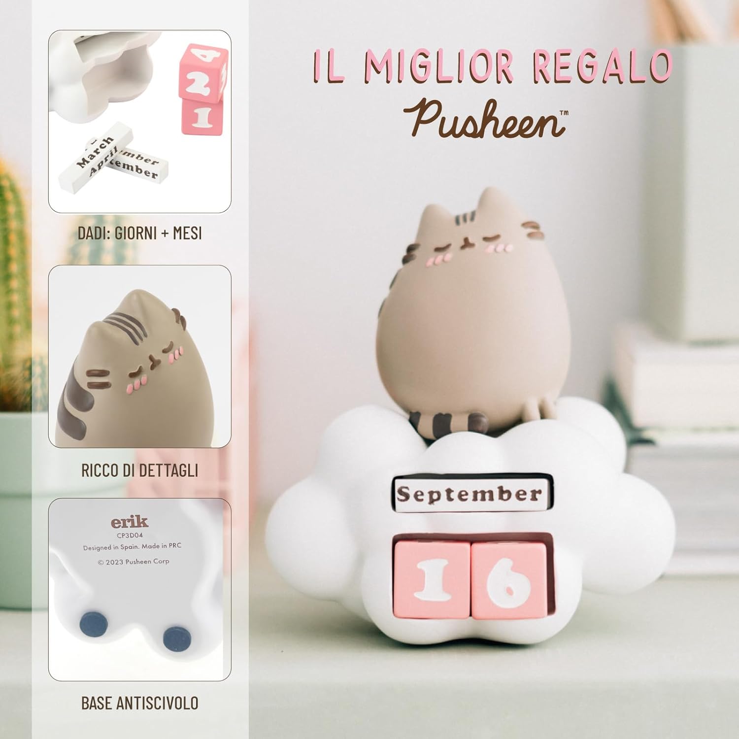 Grupo Erik Pusheen Perpetual Calendar | Flip Calendar | Pusheen Calendar | Perpetual Calendars | Pusheen Desk Calendar | Pusheen Cat Figure | Pusheen Gifts | Cool Calendar