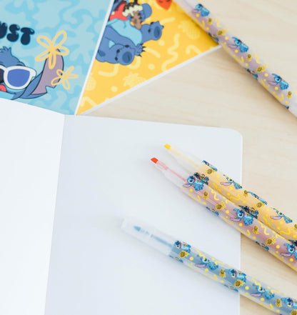 Grupo Erik Disney Stitch Stationery Set | Disney Pencil Case With A6 Notebooks, Highlighter Set, Sticky Notes, Paper Clips | Stitch Gifts | Stitch Disney Gifts | Stitch Stationery