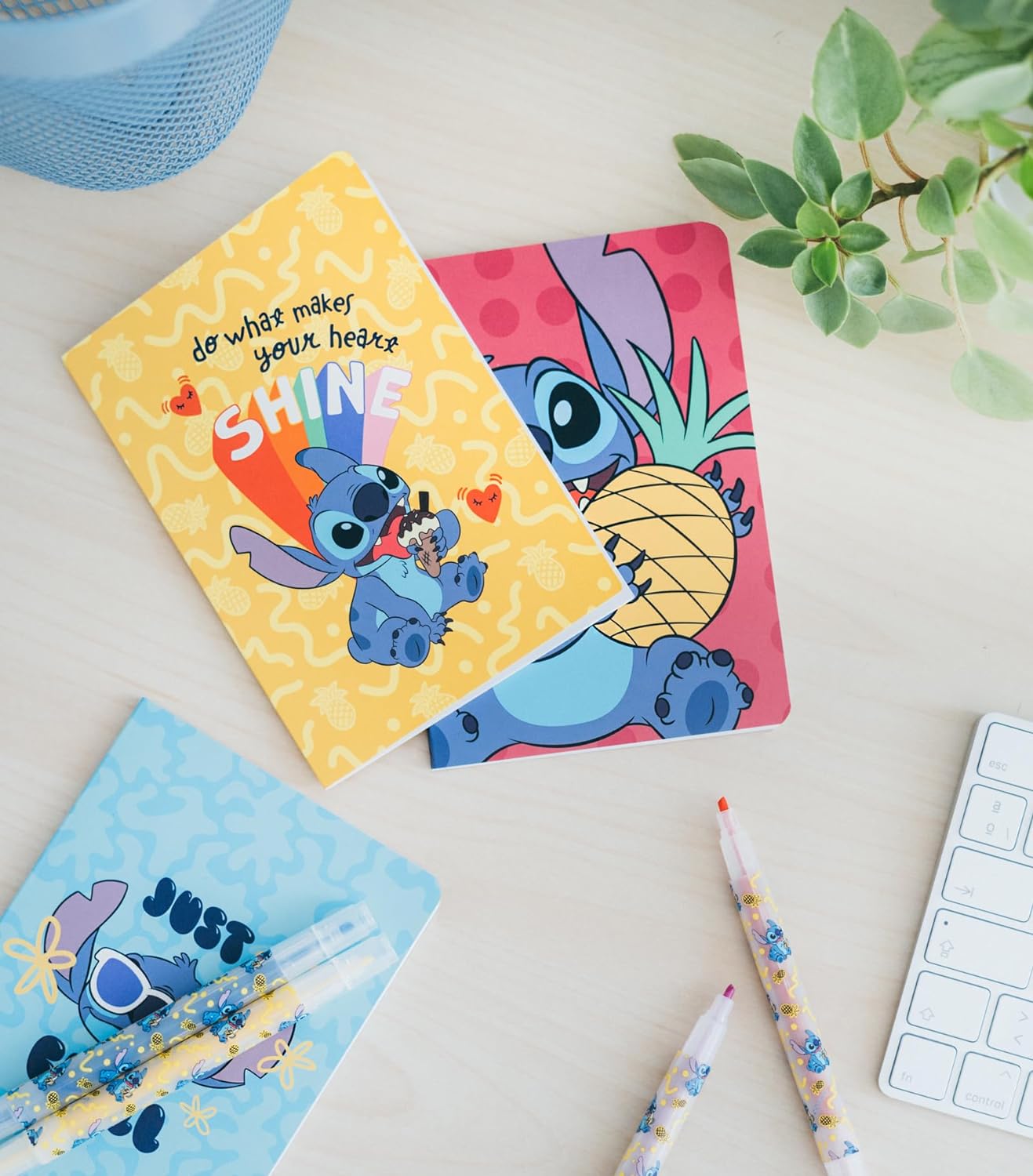 Grupo Erik Disney Stitch Stationery Set | Disney Pencil Case With A6 Notebooks, Highlighter Set, Sticky Notes, Paper Clips | Stitch Gifts | Stitch Disney Gifts | Stitch Stationery