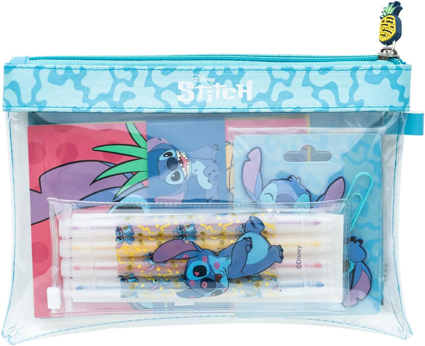 Grupo Erik Disney Stitch Stationery Set | Disney Pencil Case With A6 Notebooks, Highlighter Set, Sticky Notes, Paper Clips | Stitch Gifts | Stitch Disney Gifts | Stitch Stationery