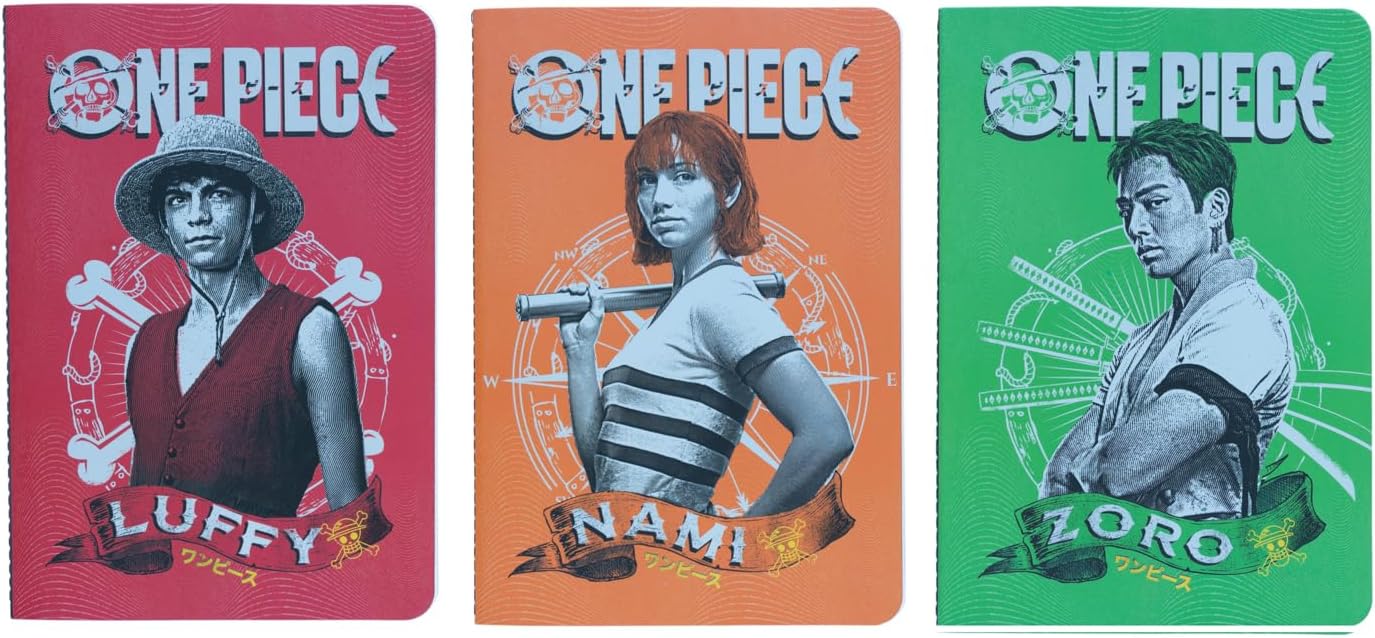 Grupo Erik One Piece Netflix Pack Of 3 A5 Notebooks | A5 Notebook | Notebooks A5 | Notepads A5 | A5 Notepad | Cute Stationery | One Piece Merch | One Piece Notebook