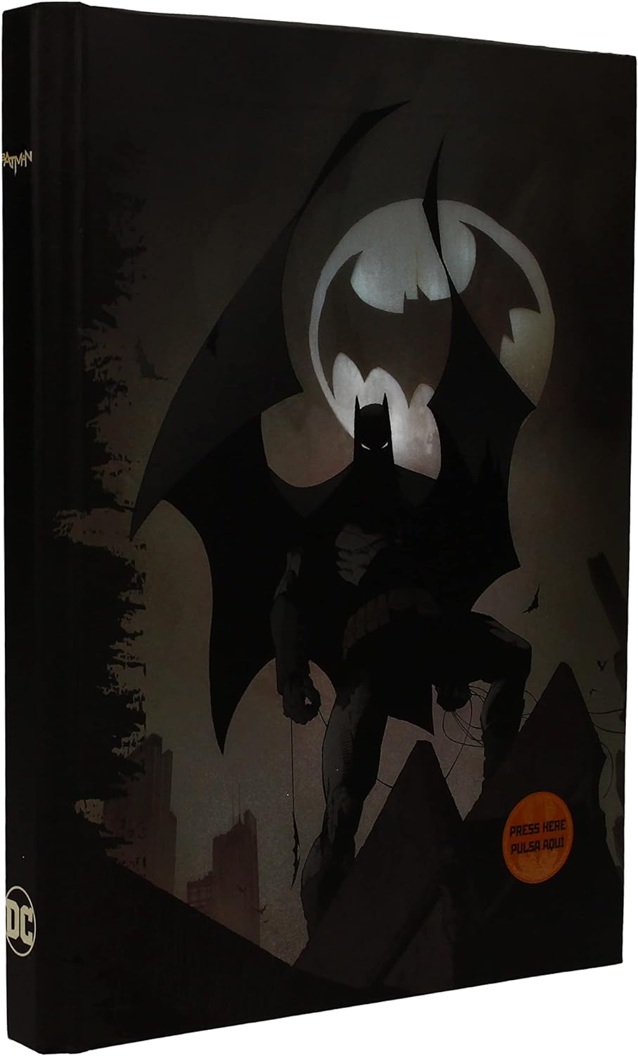 Batman Notizbuch mit Leuchtfunktion Logo Hardcover, gebunden, 120 Seiten, kariert, mit Lesezeichen.