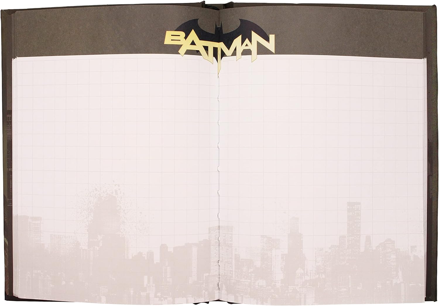 Batman Notizbuch mit Leuchtfunktion Logo Hardcover, gebunden, 120 Seiten, kariert, mit Lesezeichen.