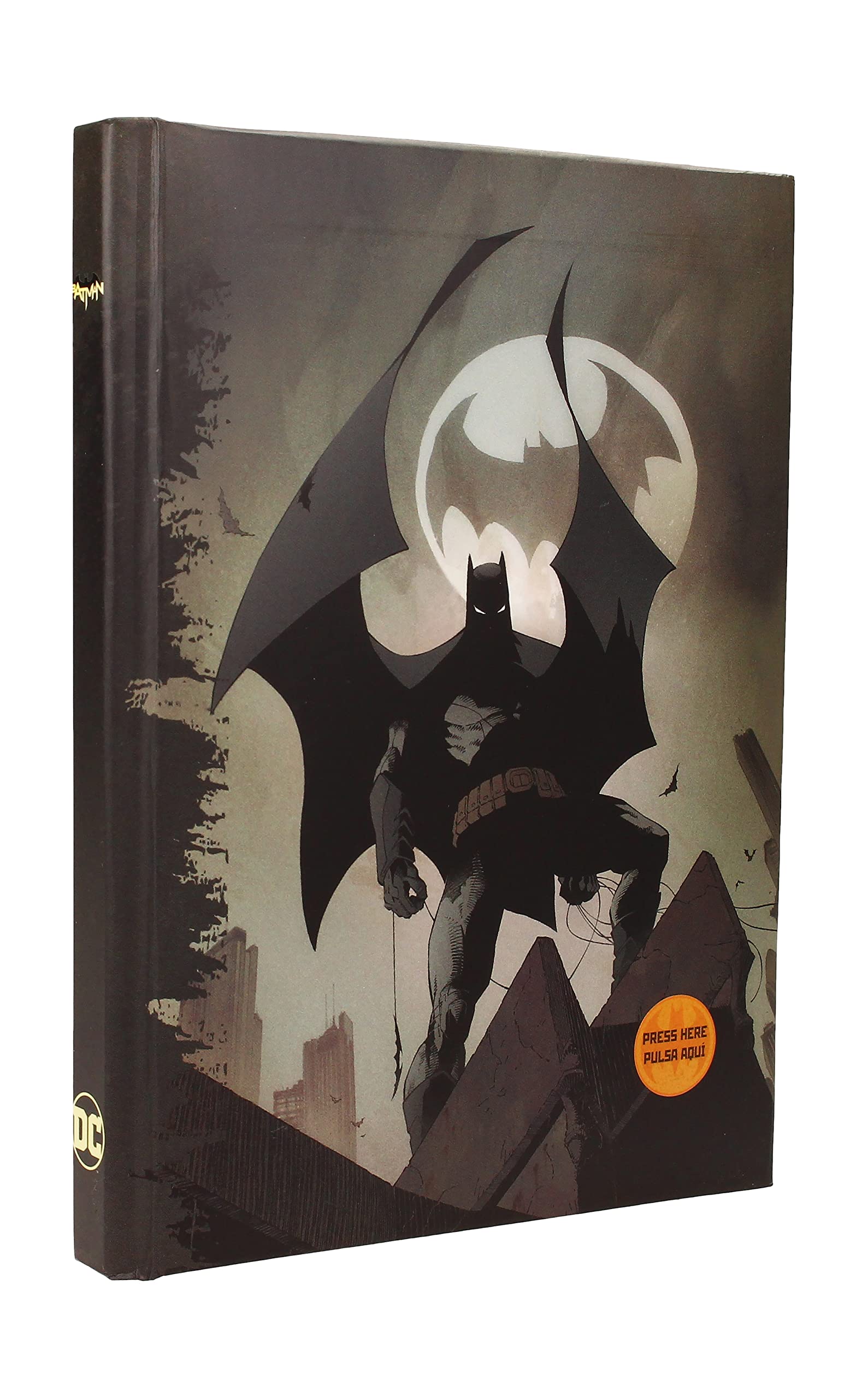 Batman Notizbuch mit Leuchtfunktion Logo Hardcover, gebunden, 120 Seiten, kariert, mit Lesezeichen.
