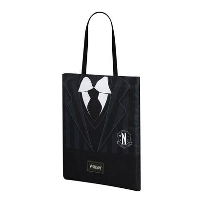 Wednesday Mercoledì Uniform-Borsa della Spesa Shopping Bag, Nero, 34 x 40 cm