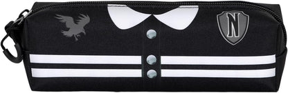 Wednesday Mercoledì Varsity-Astuccio Quadrato FAN 2.0, Nero, 21 x 8 cm