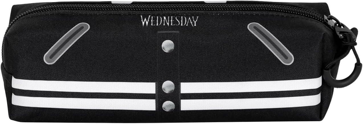 Wednesday Mercoledì Varsity-Astuccio Quadrato FAN 2.0, Nero, 21 x 8 cm