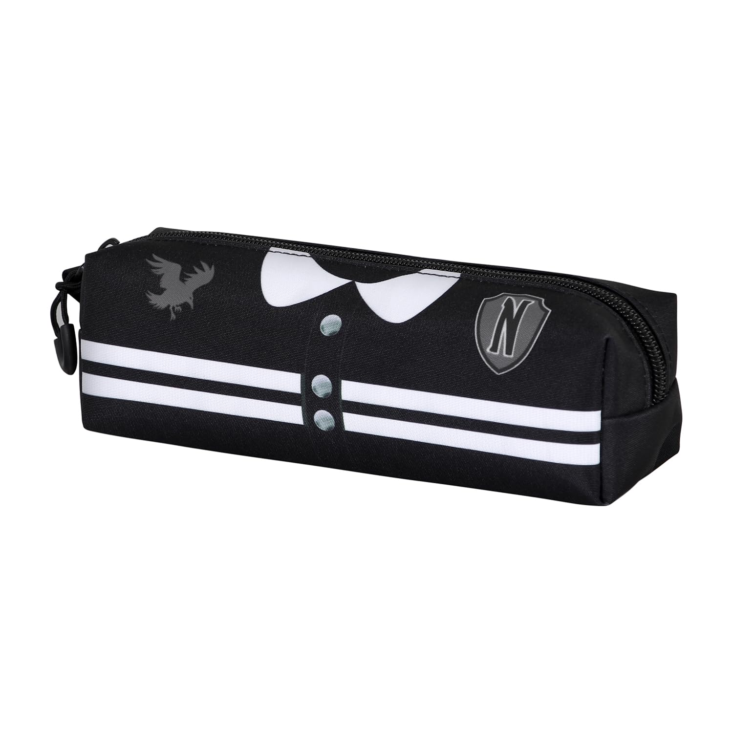 Wednesday Mercoledì Varsity-Astuccio Quadrato FAN 2.0, Nero, 21 x 8 cm