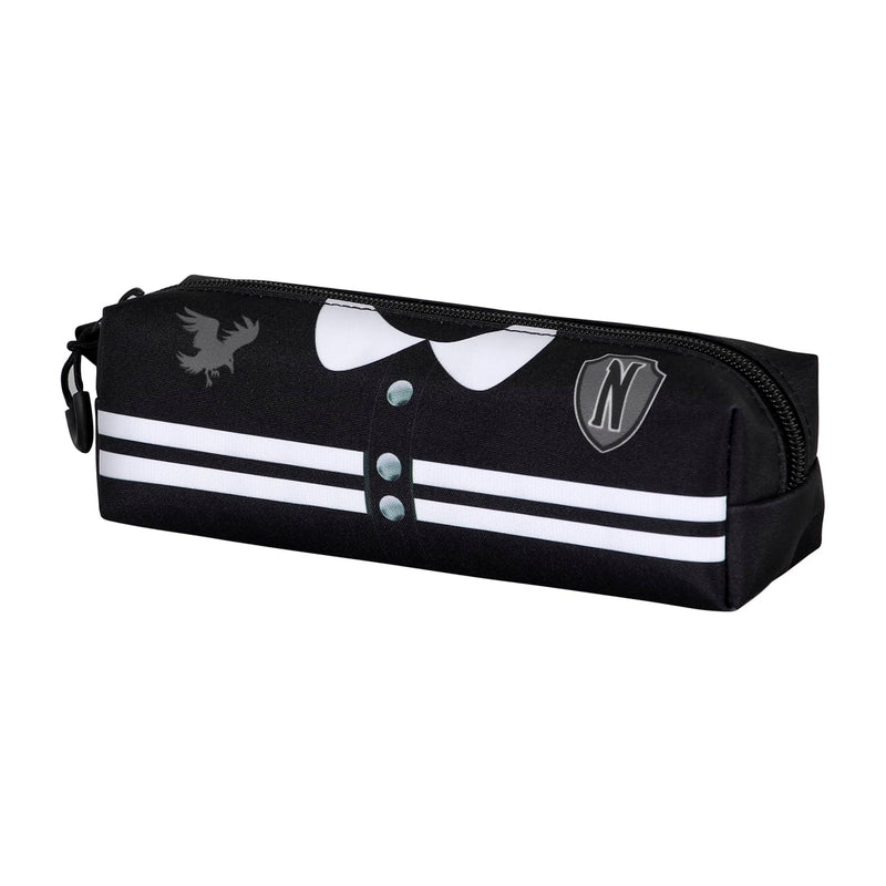 Wednesday Mercoledì Varsity-Astuccio Quadrato FAN 2.0, Nero, 21 x 8 cm