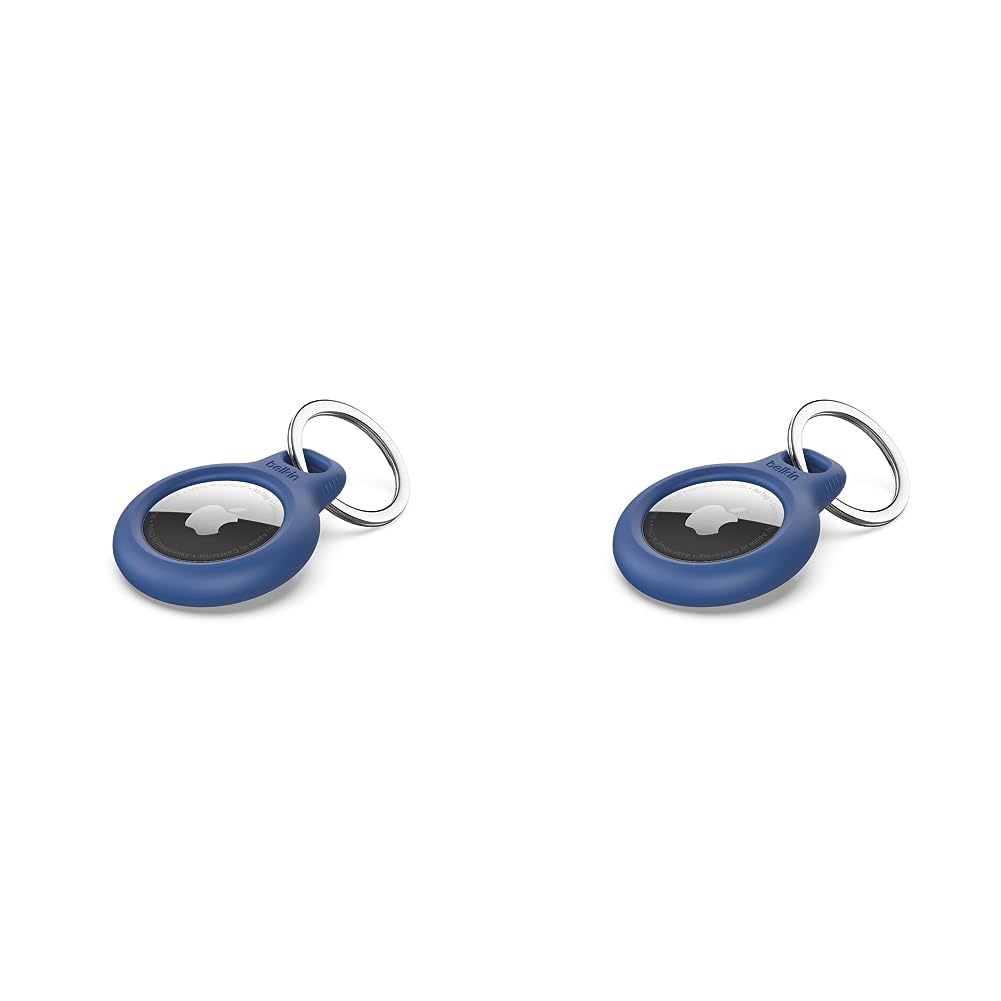 Belkin F8W973 AirTag Case with Key Ring (Secure Holder Protective Cover for Air Tag with Scratch Resistance Accessory) - Blue (Pack of 2