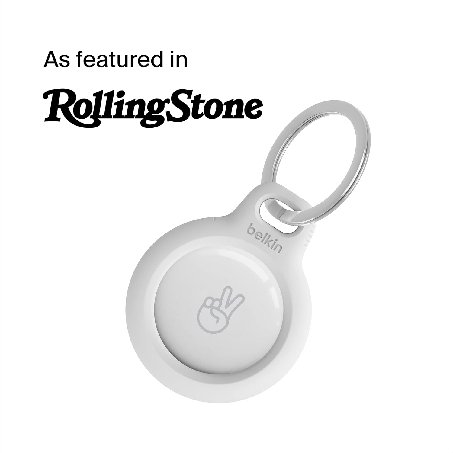 Belkin F8W973 AirTag Case with Key Ring (Secure Holder Protective Cover for Air Tag with Scratch Resistance Accessory) - White (Pack of 2