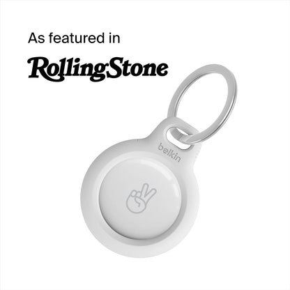 Belkin F8W973 AirTag Case with Key Ring (Secure Holder Protective Cover for Air Tag with Scratch Resistance Accessory) - White (Pack of 2