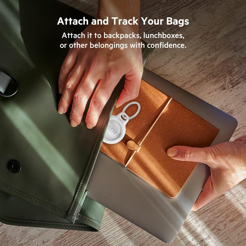 Belkin F8W973 AirTag Case with Key Ring (Secure Holder Protective Cover for Air Tag with Scratch Resistance Accessory) - White (Pack of 2