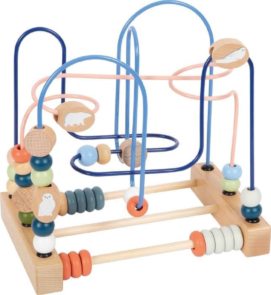 small foot Bead Maze Arctic made of FSC 100%-certified wood, motor activity toy for kids aged 12+ months, 12442