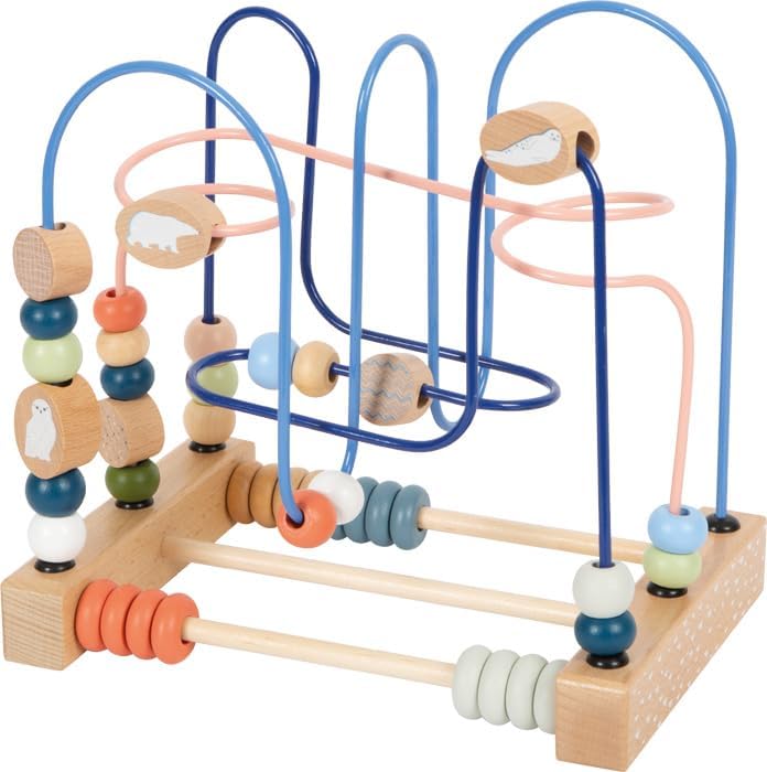 small foot Bead Maze Arctic made of FSC 100%-certified wood, motor activity toy for kids aged 12+ months, 12442
