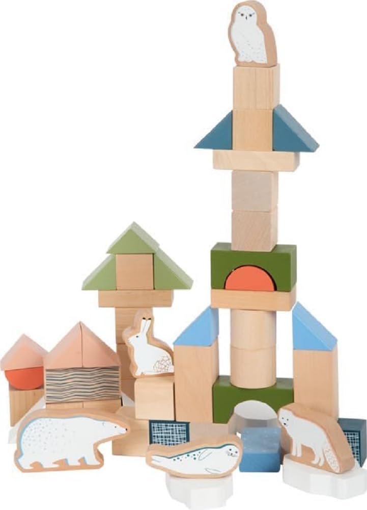 small foot Wooden Building Arctic, made of FSC 100%-certified wood, 50 blocks, for ages 12+ months, 12443 Wooden building blocks