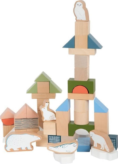 small foot Wooden Building Arctic, made of FSC 100%-certified wood, 50 blocks, for ages 12+ months, 12443 Wooden building blocks