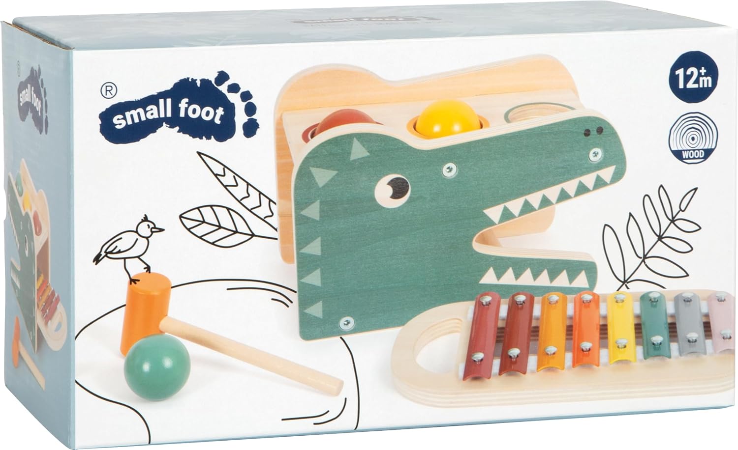 small foot 12461 Game with Xylophone Safari, Wooden Toy for hammering & Making Music, for Kids Aged 12+ mths