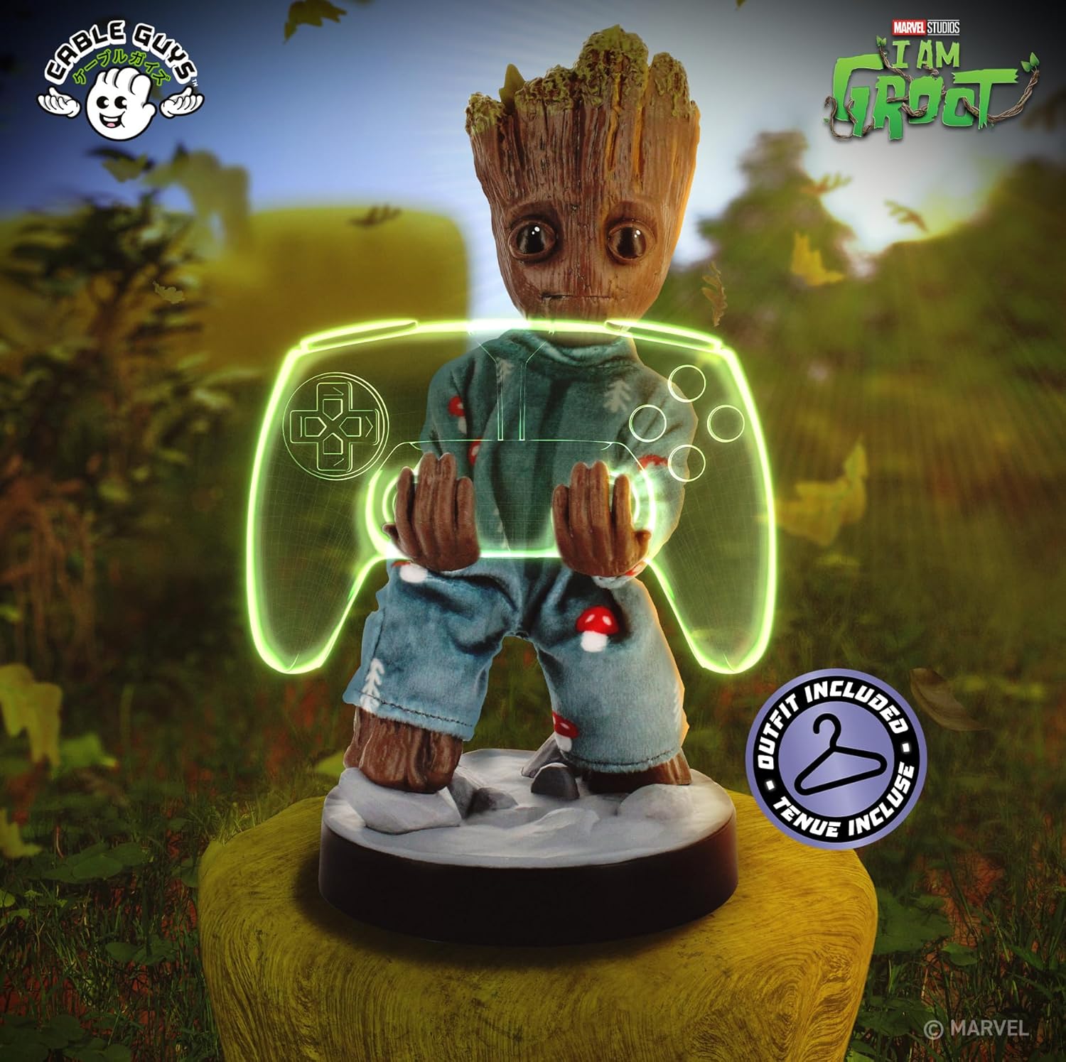 Cable Guys - Guardians of the Galaxy Toddler Groot in Pajamas Gaming Accessories Holder & Phone Holder for Most Controller (Xbox, Play Station, Nintendo Switch) & Phone Modern