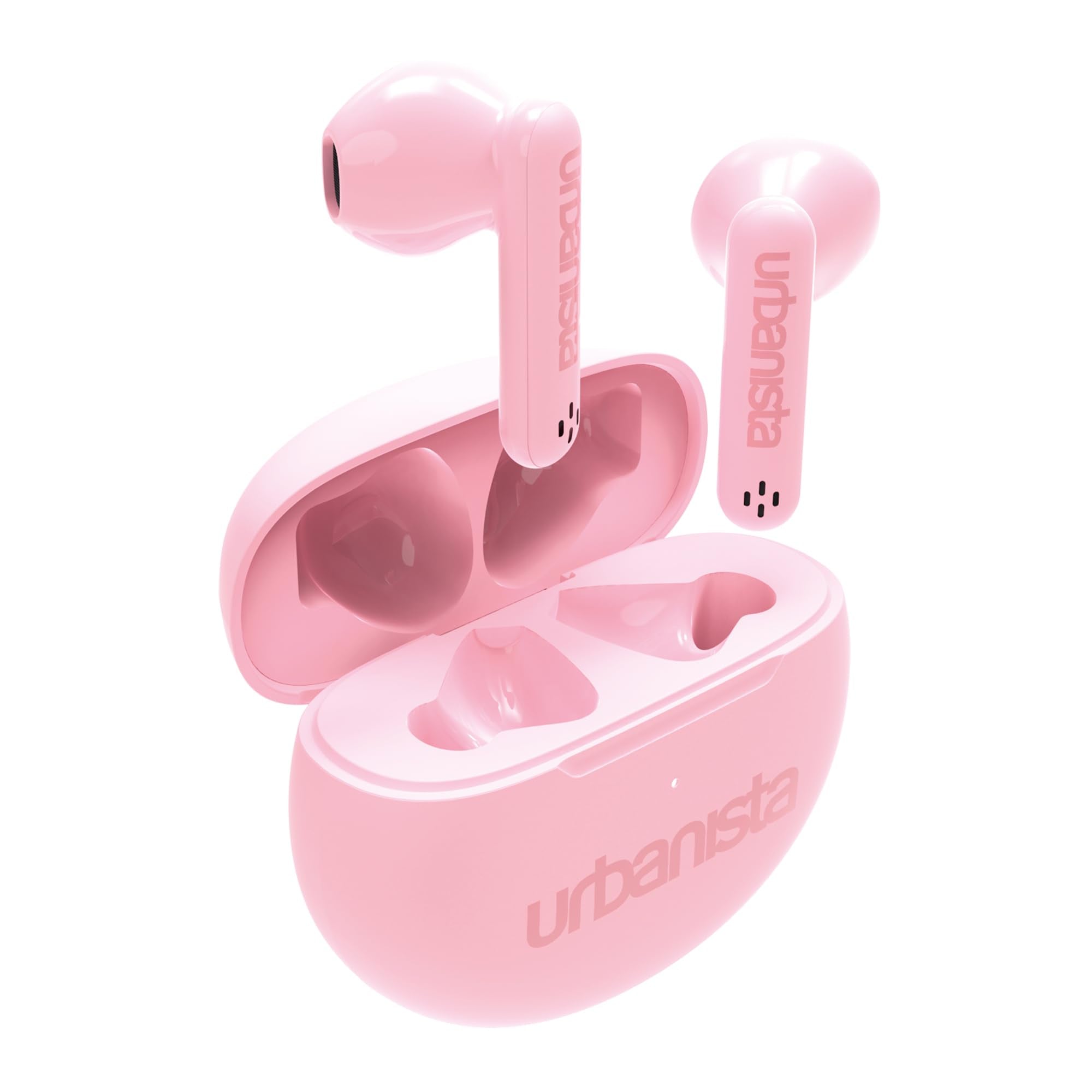 Urbanista True Wireless Earbuds, Bluetooth 5.3 Earphones, IPX4 In Ear Headphones, Ear Buds with Dual Microphones, 20 Hr Playtime, Touch Controls, TWS USB C Charging Case, Austin, Pink