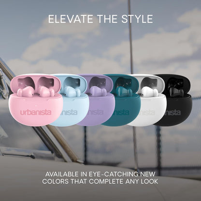 Urbanista True Wireless Earbuds, Bluetooth 5.3 Earphones, IPX4 In Ear Headphones, Ear Buds with Dual Microphones, 20 Hr Playtime, Touch Controls, TWS USB C Charging Case, Austin, Pink