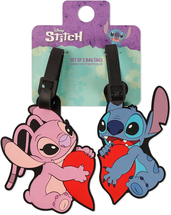 Disney Lilo and Stitch Gepäckanhänger-Set, Blau, Rosa und Rot, 2-teilig