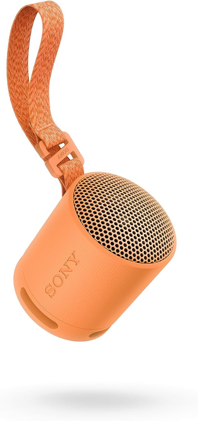 Sony SRS-XB100 - Draadloze Bluetooth, Draagbaar, Lichtgewicht, Compact Outdoor, Reizen, Luidspreker, Duurzaam IP67 Waterdicht & Stofdicht, 16 HR-batterij, Veelzijdige riem, Handsfree bellen, Oranje