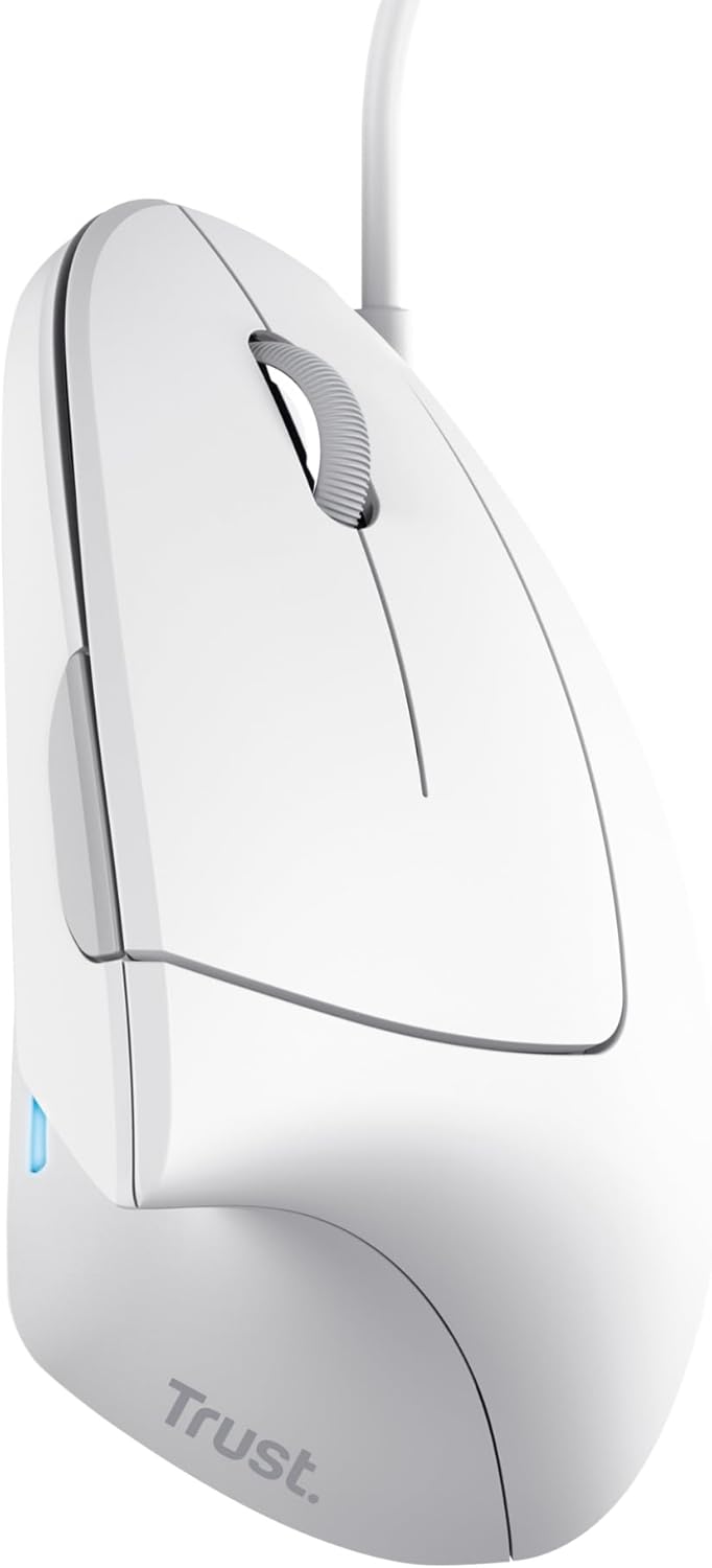 Trust Verto Wired Ergonomic Mouse, Vertical Mouse with LED Illumination, Reduces Arm Strain, 1000-1600 DPI, 6 Buttons, for Right Hand Users, 1.5m USB Cable, Computer Mouse for PC, Laptop. Mac