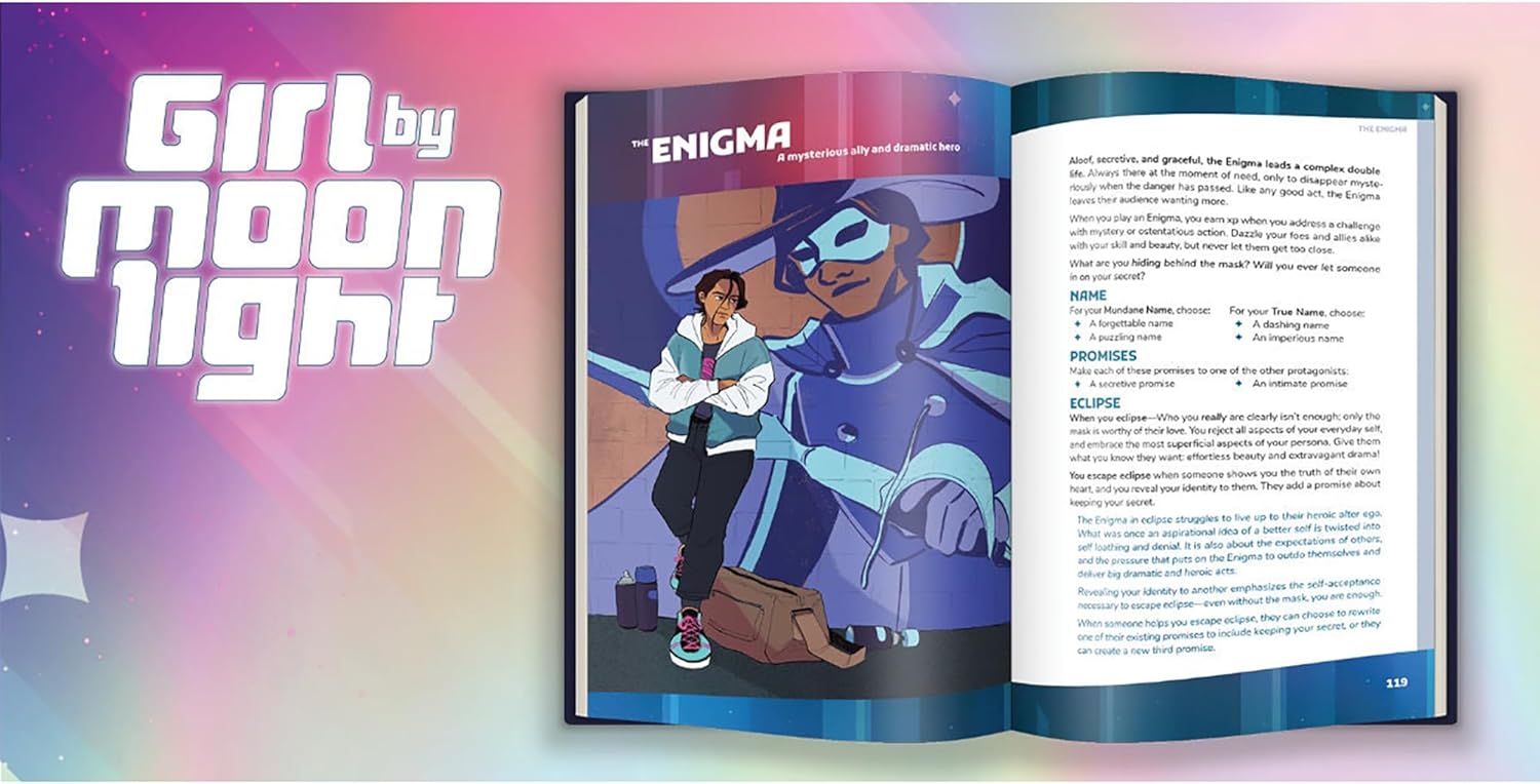 Girl by Moonlight -RPG Hardcover Book, Forged in The Dark System, Magical Girls, Tragic Struggles, Defiant Triumphs, Multi-Genre