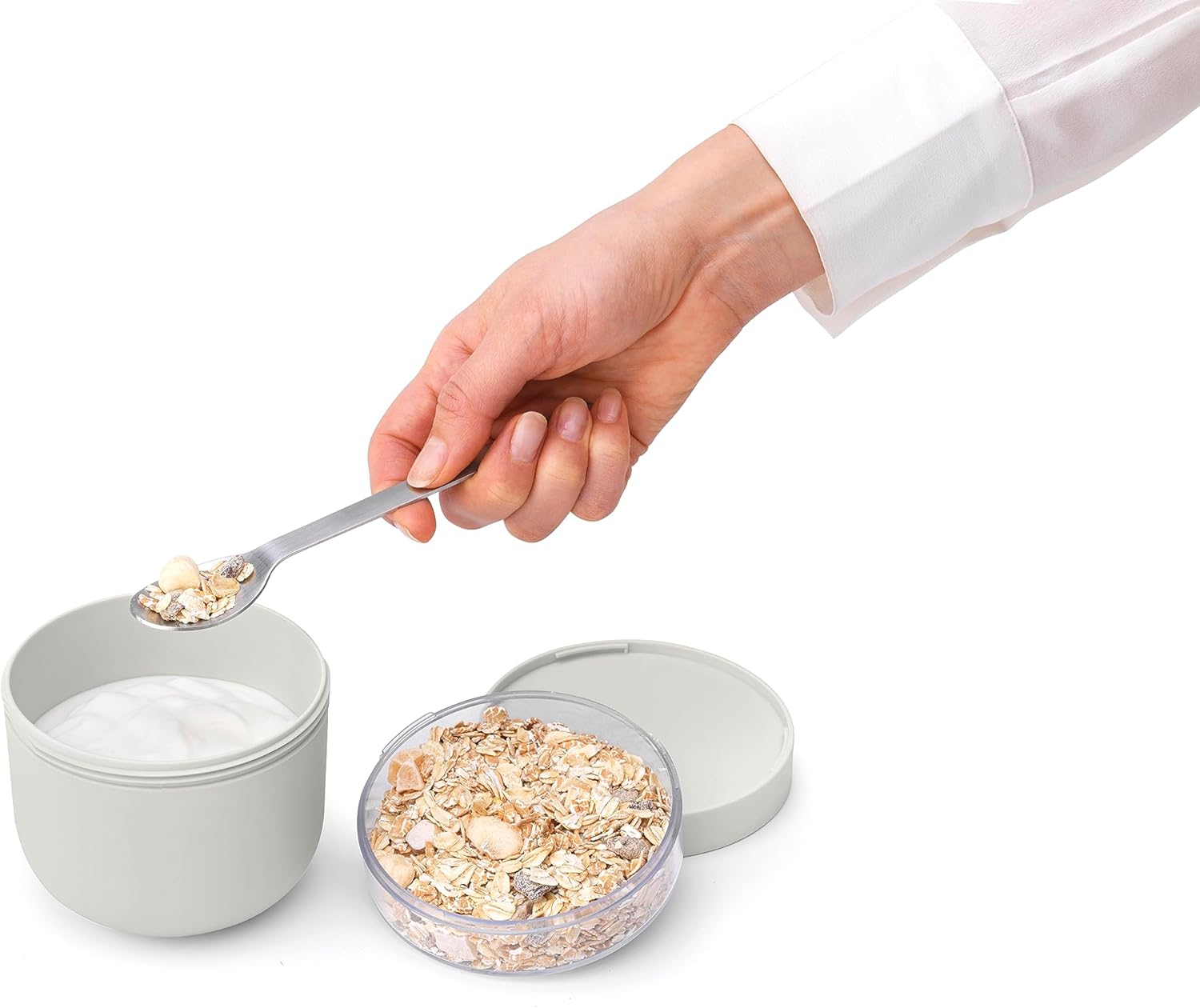 Brabantia - Make & Take Breakfast Bowl 0.5L - with Screw-On Ingredients Container (180 ml) - Leakproof - Large Opening - Suitable for Freezer - Dishwasher & Microwave Safe
