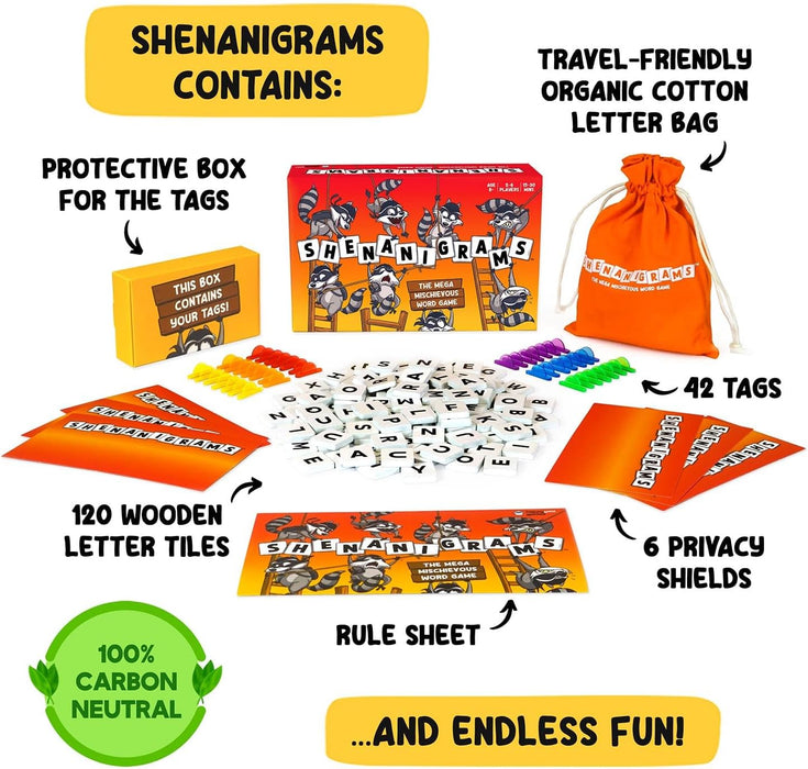 Shenanigrams: The Mega-Mischievous Word Game! A Super Fun & Fast Family Party Game for Kids, Teens & Adults - Great for Travel, Couples & Family Board Games Night