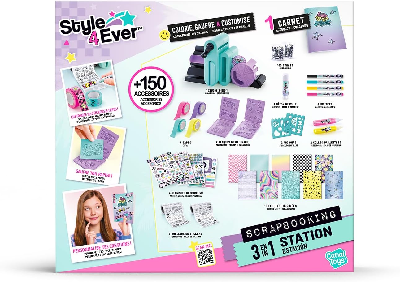 Canal Toys - Style 4 Ever OFG 275- DIY Personalisiertes Scrapbook und Notizbuch Set - Scrapbooking Set mit Stickern, Stiften & Perlen, 1 Set, mehrfarbi