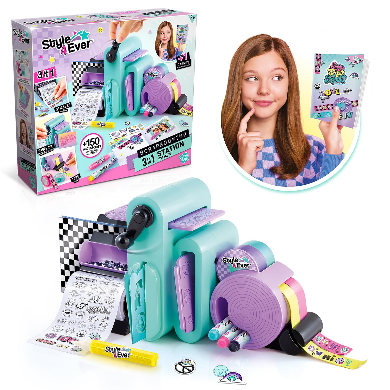 Canal Toys - Style 4 Ever OFG 275- DIY Personalisiertes Scrapbook und Notizbuch Set - Scrapbooking Set mit Stickern, Stiften & Perlen, 1 Set, mehrfarbi