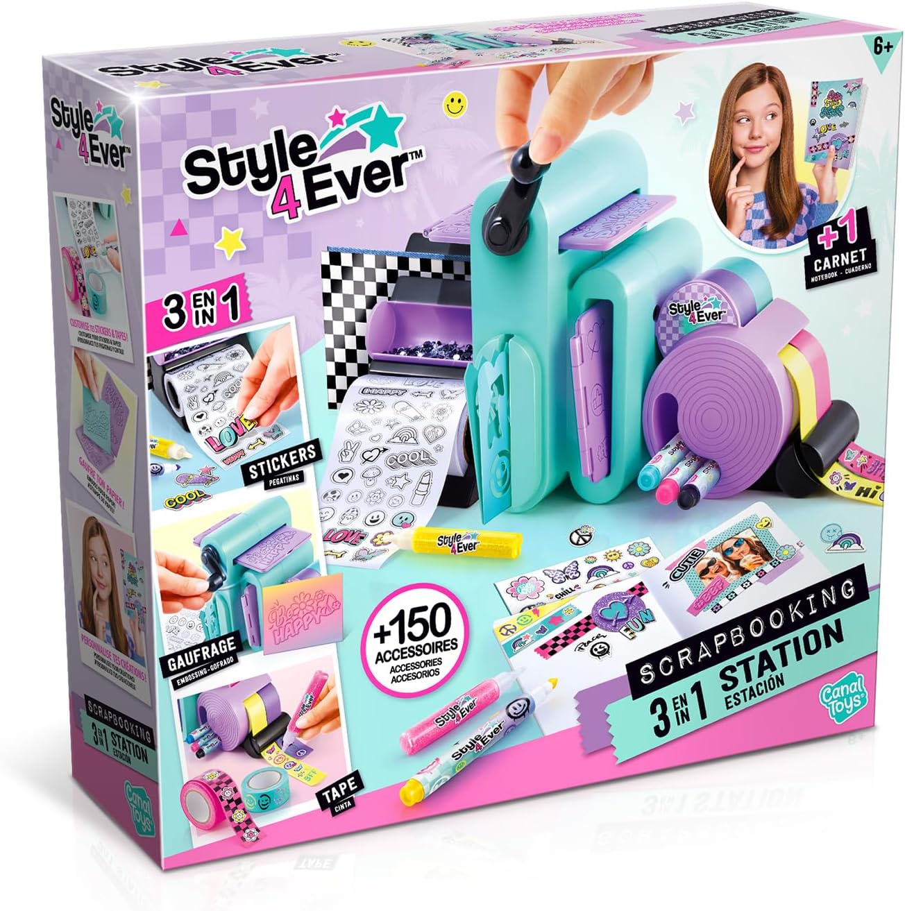 Canal Toys - Style 4 Ever OFG 275- DIY Personalisiertes Scrapbook und Notizbuch Set - Scrapbooking Set mit Stickern, Stiften & Perlen, 1 Set, mehrfarbi
