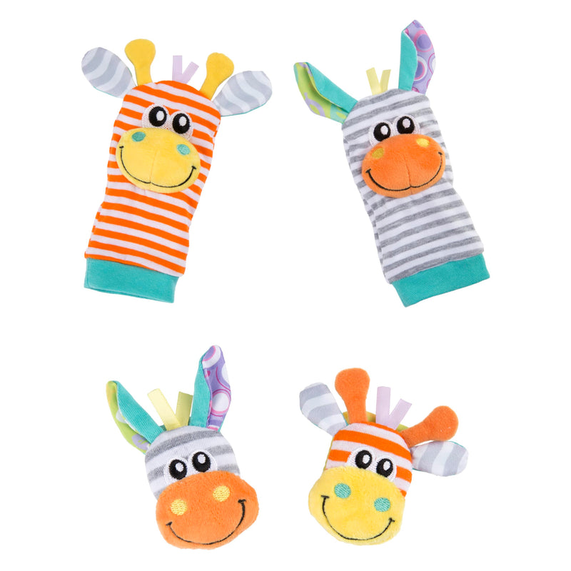 Playgro Wrist Rattle and Foot Finder Set - Captivating Developmental Toys for Babies 0-12 Months with Charming Jungle Companions - Baby's First Rattle Socks & Hand Entertainment