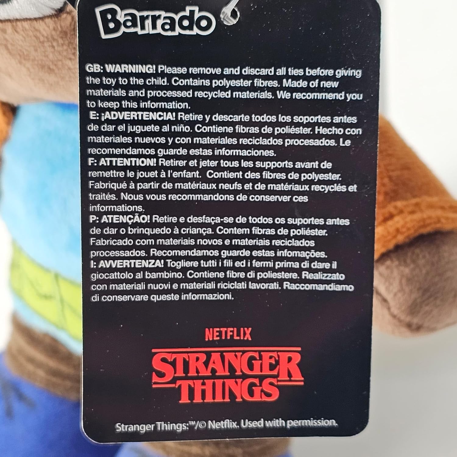 BARRADO Stranger Things - Soft Toy of the Characters of Stranger Things - 28cm, 11'02" - Eleven, Will, Mike, Dustin, Lucas, Demogorgon - Super Soft Quality (Lucas)