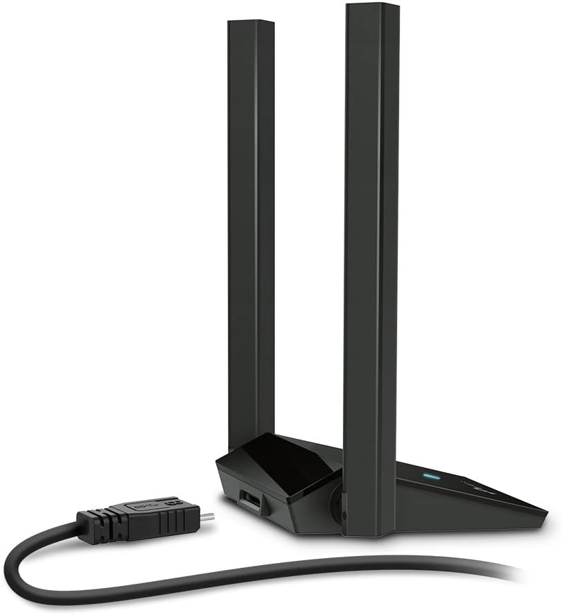TP-Link AX1800 Wi-Fi 6 Dual Antennas High Gain Wireless USB 3.0 Adapter, Dual-Band, Auto Driver, MU-MIMO, Low- Latency, 1m Cable, Supports Windows 10/11, Highly Secure WPA3 (Archer TX20U Plus), Black