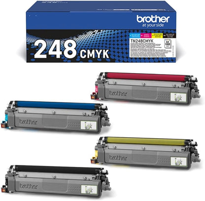 BROTHER TN-248BK/TN-248C/TN-248M/TN-248Y Toner Cartridges, Black/Cyan/Magenta/Yellow, Multi-Pack, Standard Yield, Includes 4 x Toner Cartridges, Genuine Supplies