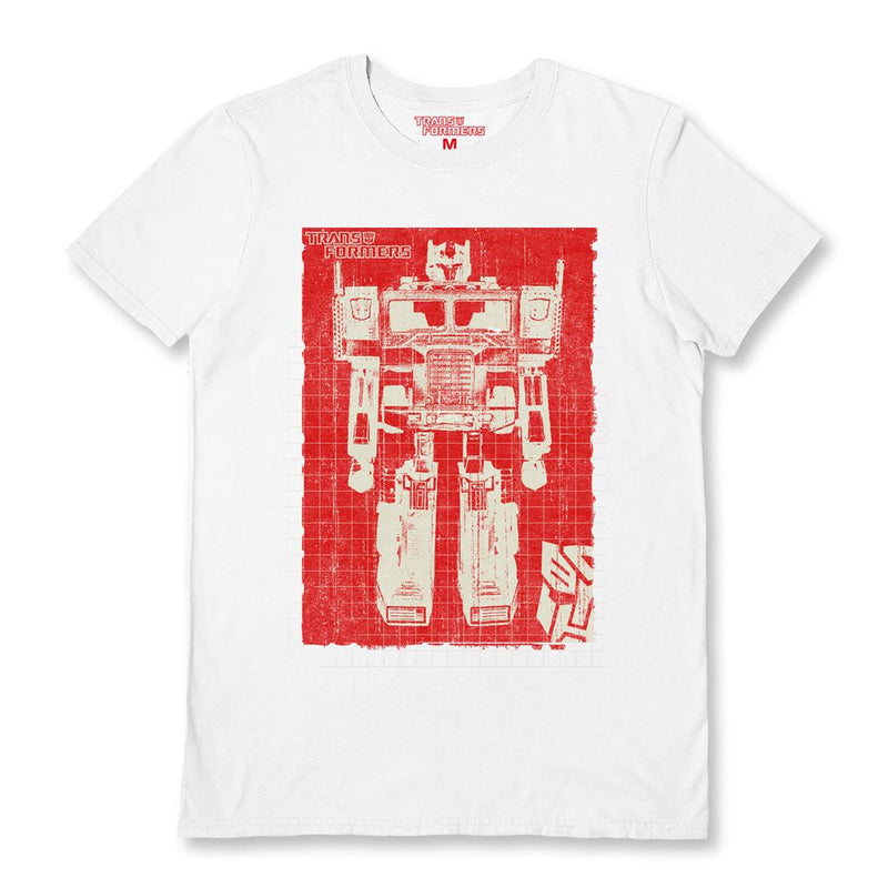TRANSFORMERS (RED OPTIMUS) WHITE UNISEX T-SHIRT MEDIUM
