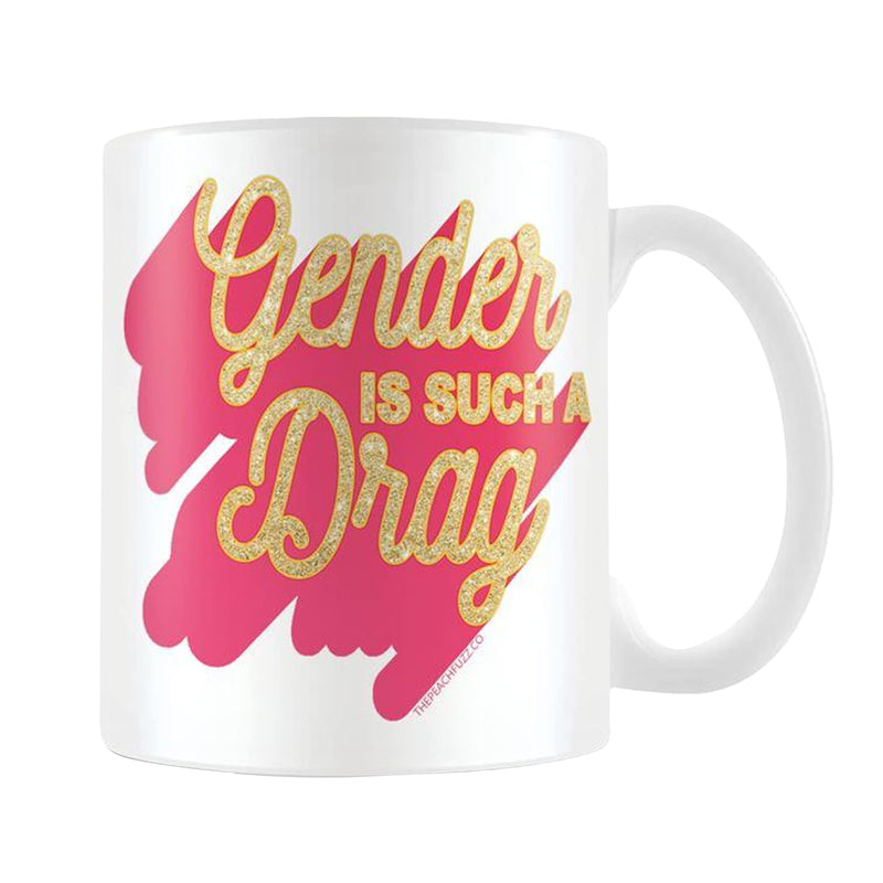 The Peach Fuzz Gender is Such A Drag Mug (One Size) (White/Pink/Yellow