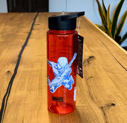 Spider-Man Water Bottle (Slinging Design) 700ml Plastic Water Bottle, Girls Water Bottle, Boys Water Bottle, Kids Water Bottle - Official Merchandise