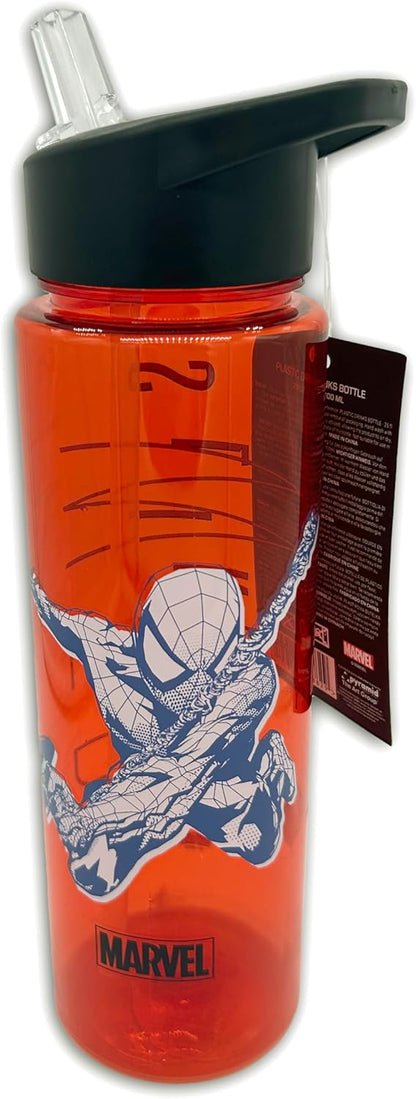 Spider-Man Water Bottle (Slinging Design) 700ml Plastic Water Bottle, Girls Water Bottle, Boys Water Bottle, Kids Water Bottle - Official Merchandise