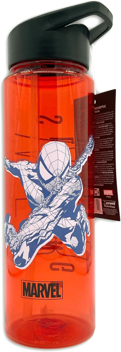 Spider-Man Water Bottle (Slinging Design) 700ml Plastic Water Bottle, Girls Water Bottle, Boys Water Bottle, Kids Water Bottle - Official Merchandise
