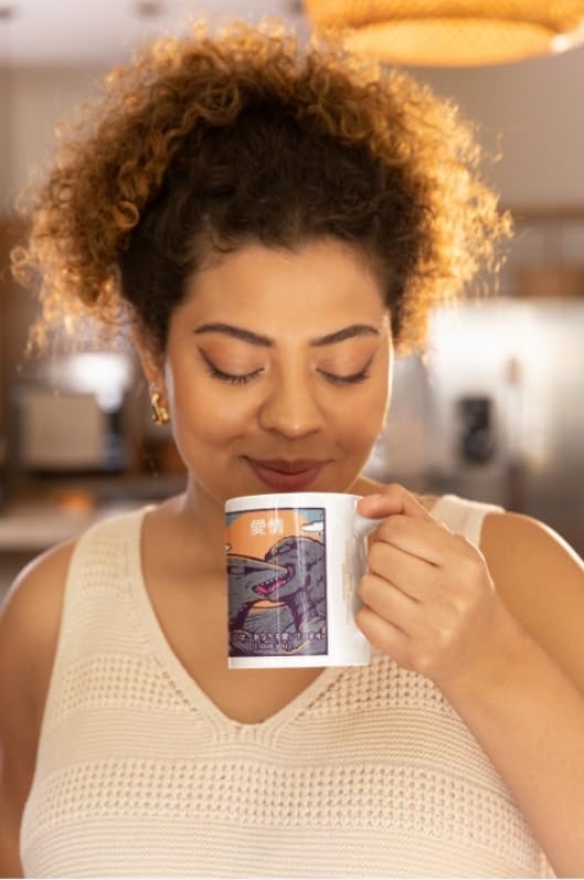 Pyramid International Ilustrata Mug (Kaiju Kiss Design) 11oz Ceramic Coffee Mug, Cups and Coffee Mugs for Men and Mugs for Women - Official Merchandise, Black
